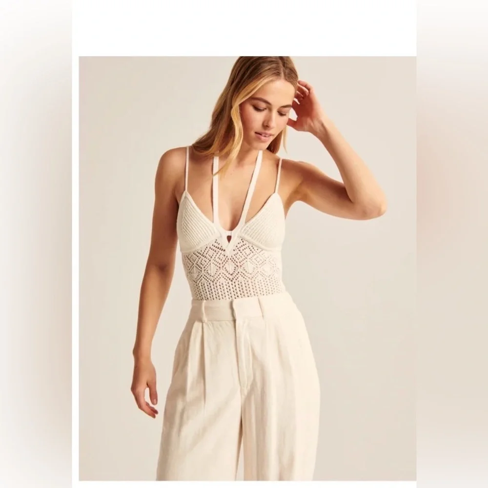 Abercrombie- NWT Crochet Halter Bodysuit - Small - Picture 1 of 8